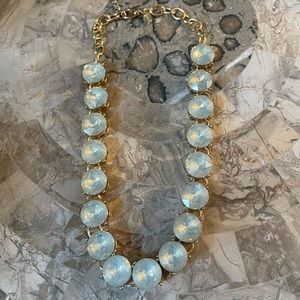 Express White Round Stone on Gold Chain Necklace